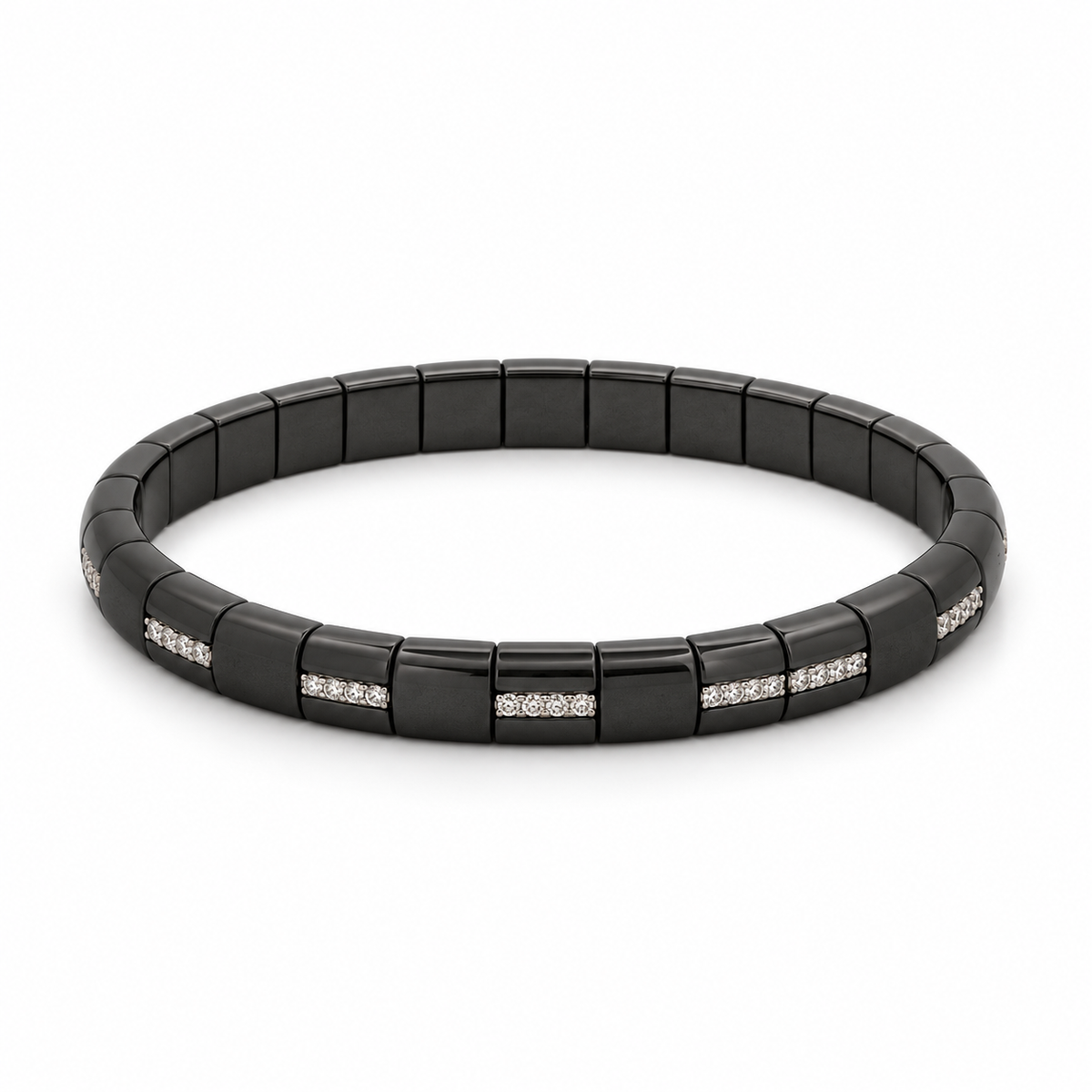 Demeglio Black Ceramic Bracelet with Diamonds