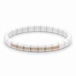 Demeglio Pura Luce Bracelet in White Ceramic with Brown Diamonds