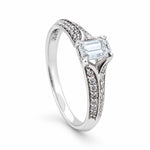 18ct White Gold Baguette Cut Diamond Engagement Ring - Aurum Jewels