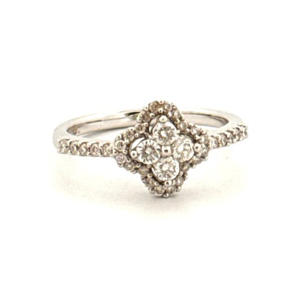 18ct White Gold Diamond Cluster Ring - Aurum Jewels
