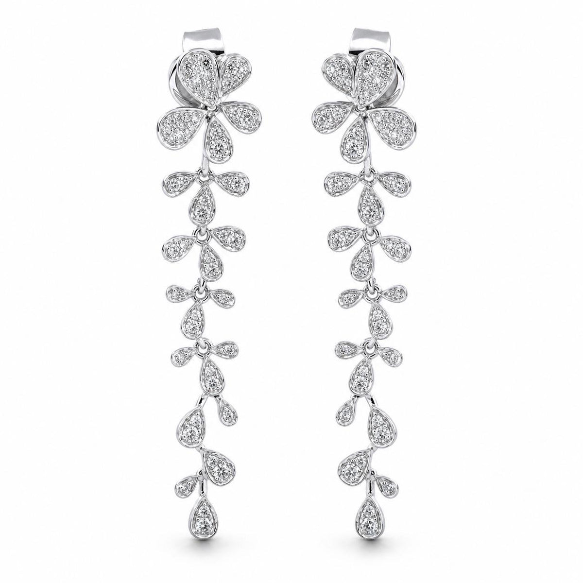 18ct White Gold & Diamond Fancy Drop Earrings - Aurum Jewels
