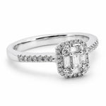 18ct White Gold Diamond Rectangular Cluster Ring - Aurum Jewels