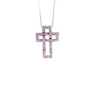 18ct White Gold Open Criss - Cross Diamond Cross Pendant - Aurum Jewels