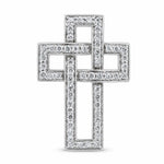 18ct White Gold Open Criss - Cross Diamond Cross Pendant - Aurum Jewels