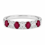 18ct White Gold Oval Ruby & Diamond Eternity Ring - Aurum Jewels