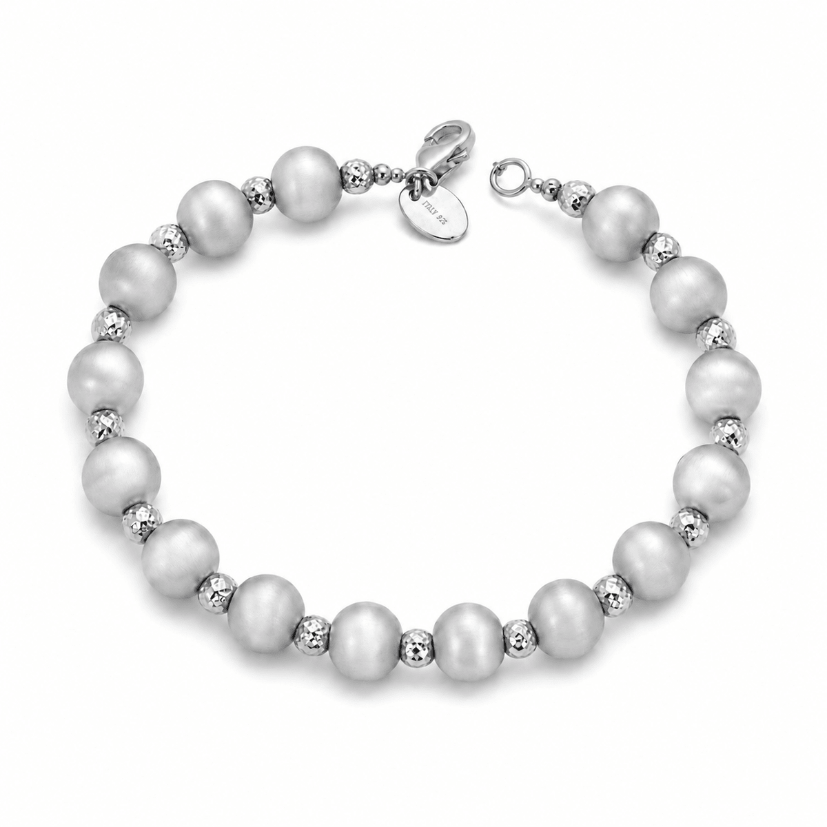 18ct White Gold Satin Finish Ball Bracelet - Aurum Jewels