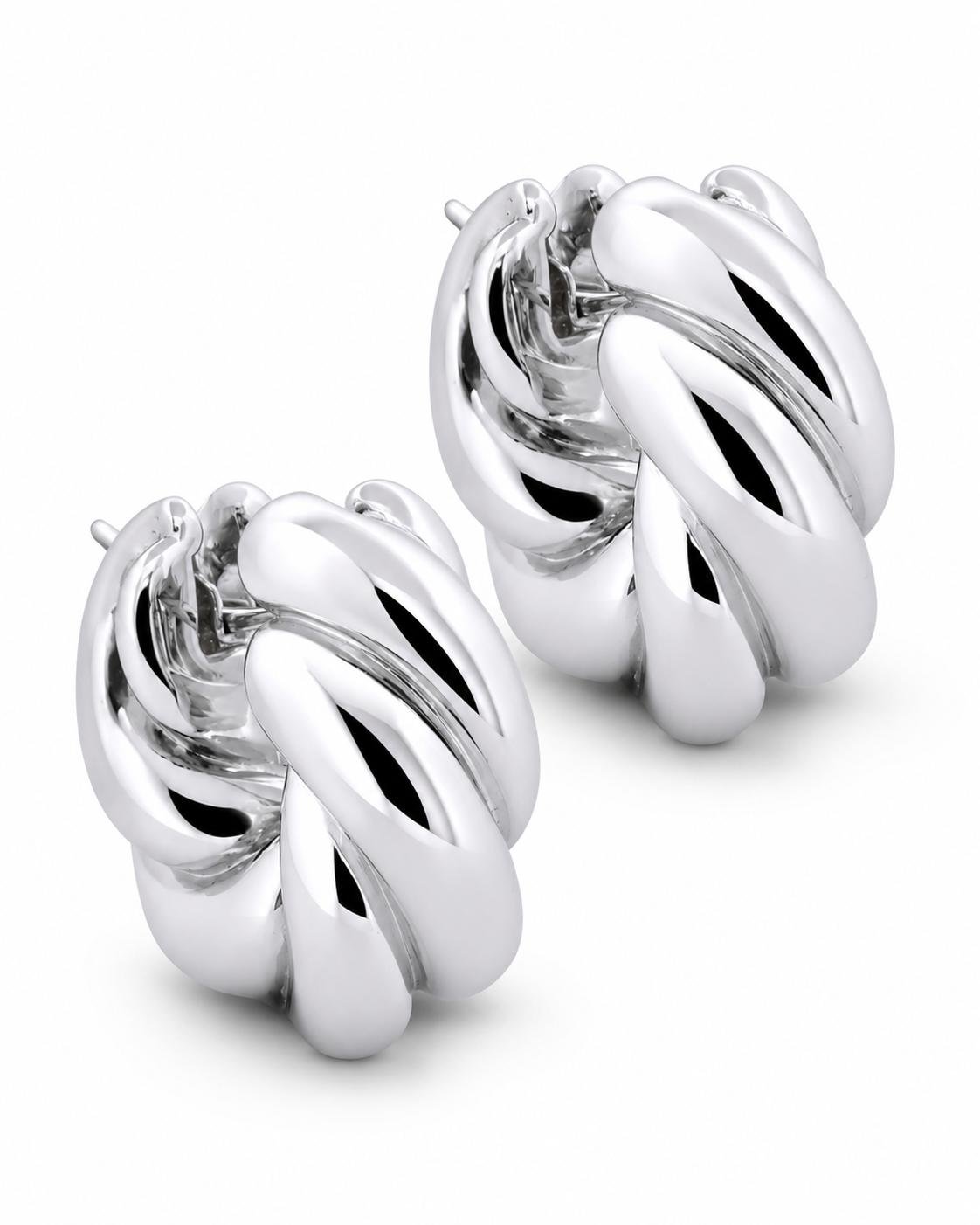 18ct White Gold Twist Hoop Earrings - Aurum Jewels