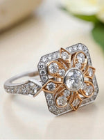 18ct White & Rose Gold Filagree Diamond Ring - Aurum Jewels