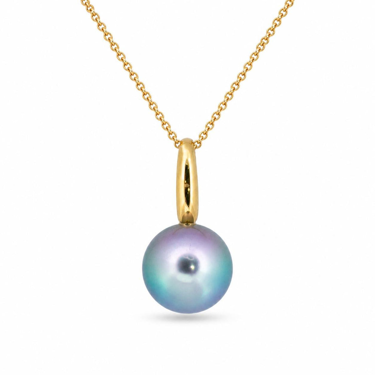 18ct Yellow Gold 10.2mm Oval Tahitian Pearl Pendant - Aurum Jewels