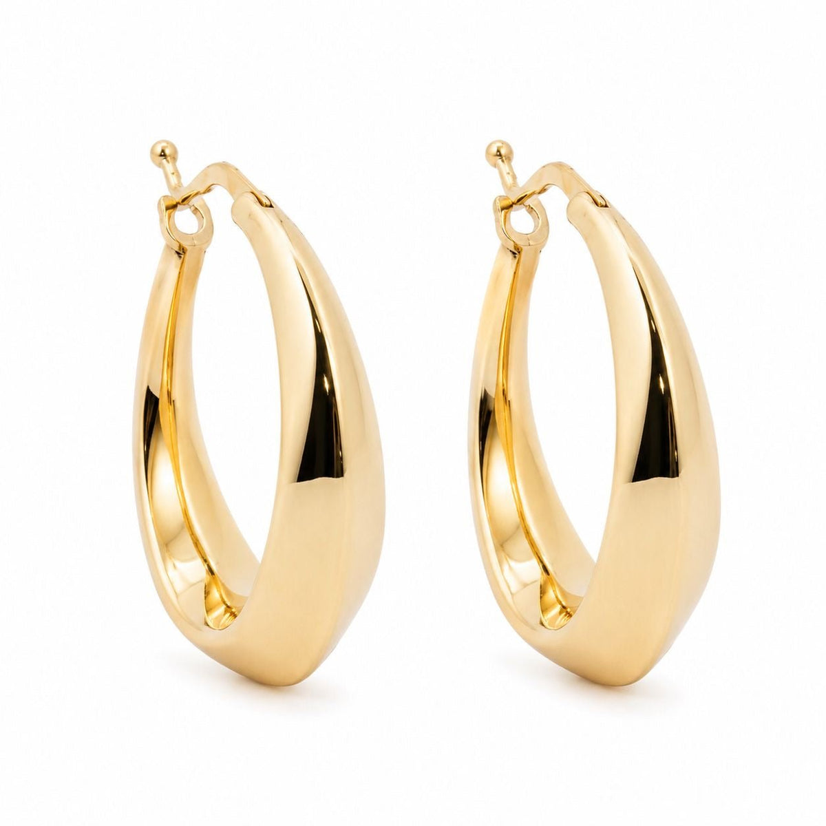 18ct Yellow Gold 15mm Knife Edge Hoop Earrings - Aurum Jewels
