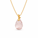 18ct Yellow Gold Briolette Cut Rose Quartz Pendant - Aurum Jewels