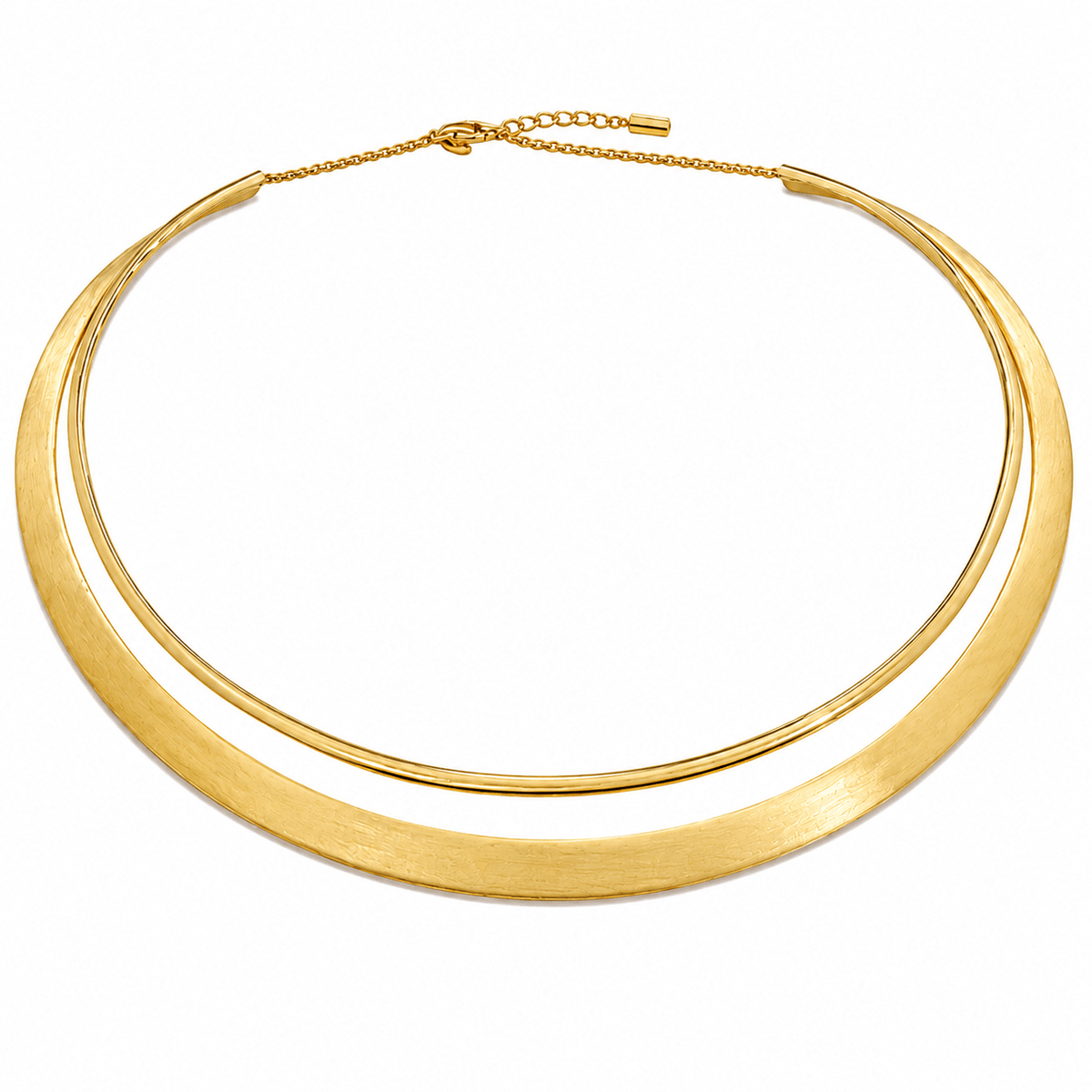 18ct Yellow Gold Brushed & Polished Omega Collier Necklace - Aurum Jewels