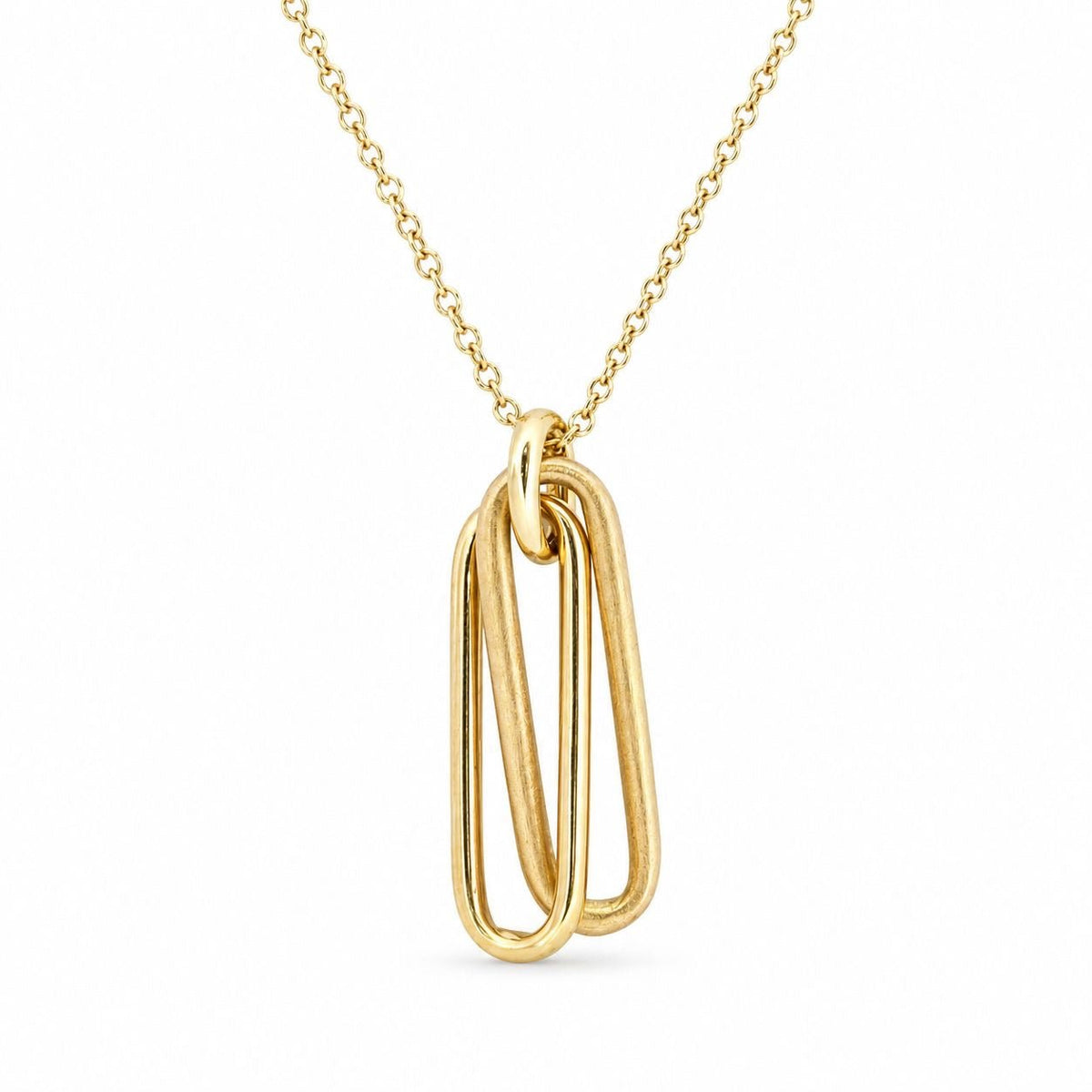 18ct Yellow Gold Interlinked Oblong Loop Necklace - Aurum Jewels