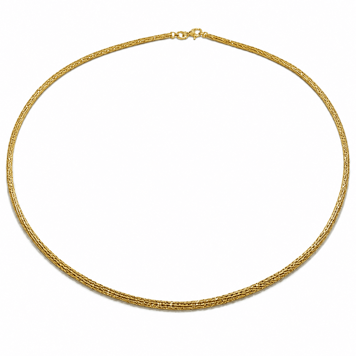18ct Yellow Gold Mesh Omega Necklace - Aurum Jewels