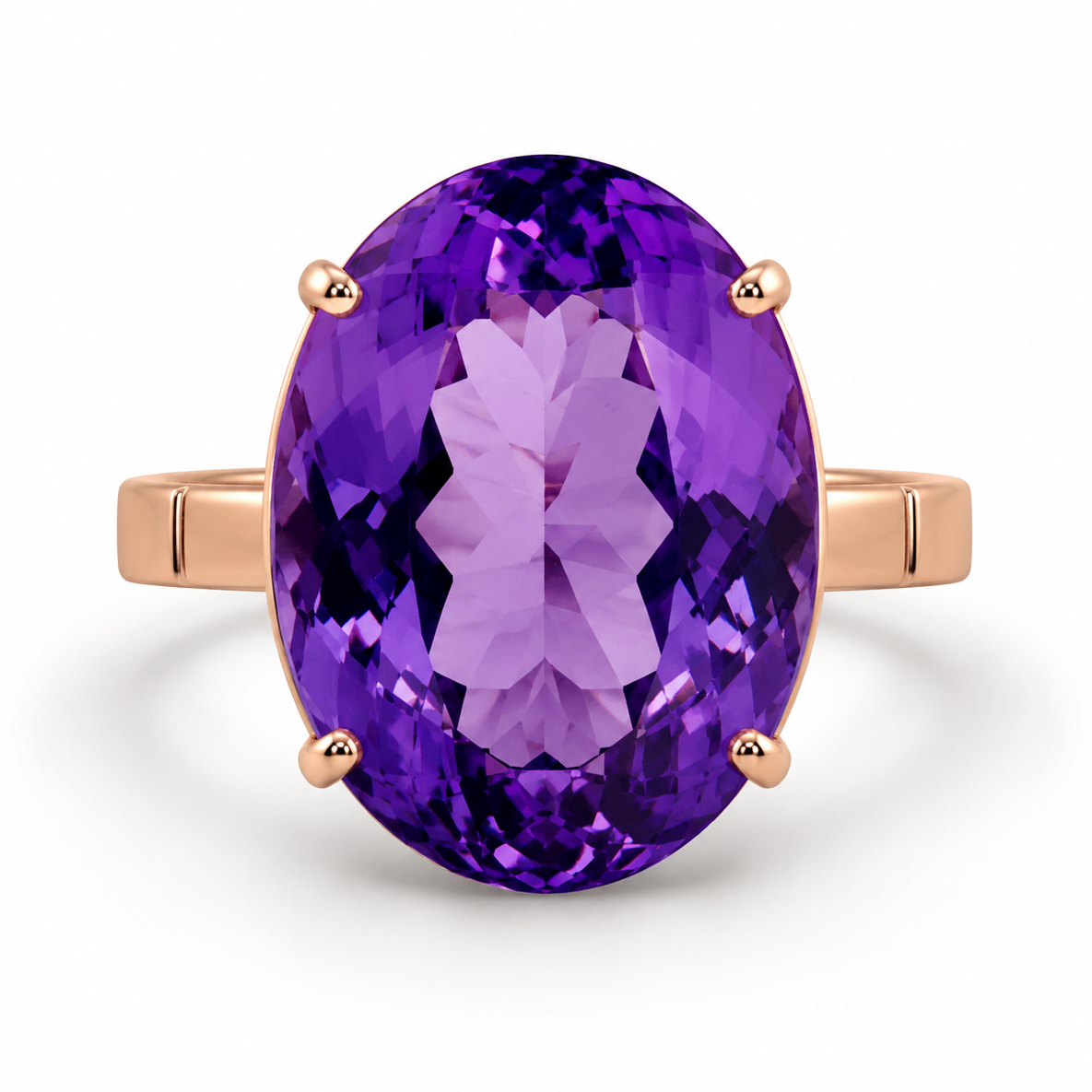 9ct Rose Gold Statement Oval Amethyst Cocktail Ring