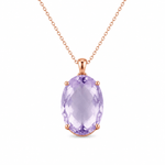 9ct Rose Gold 29x17mm Oval Lavender Amethyst Pendant - Aurum Jewels