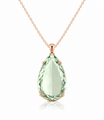 9ct Rose Gold Extra Large Pear Green Amethyst Pendant - Aurum Jewels