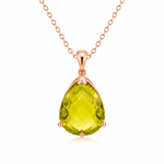 9ct Rose Gold Extra Large Teardrop Checkerboard Cut Lemon Quartz Pendant - Aurum Jewels