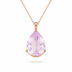 9ct Rose Gold Large Pear Shape Pink Amethyst Pendant - Aurum Jewels
