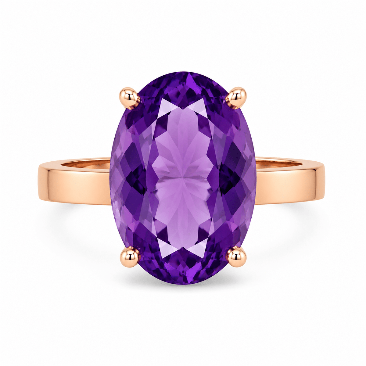 9ct Rose Gold Oval Amethyst Cocktail Ring - Aurum Jewels