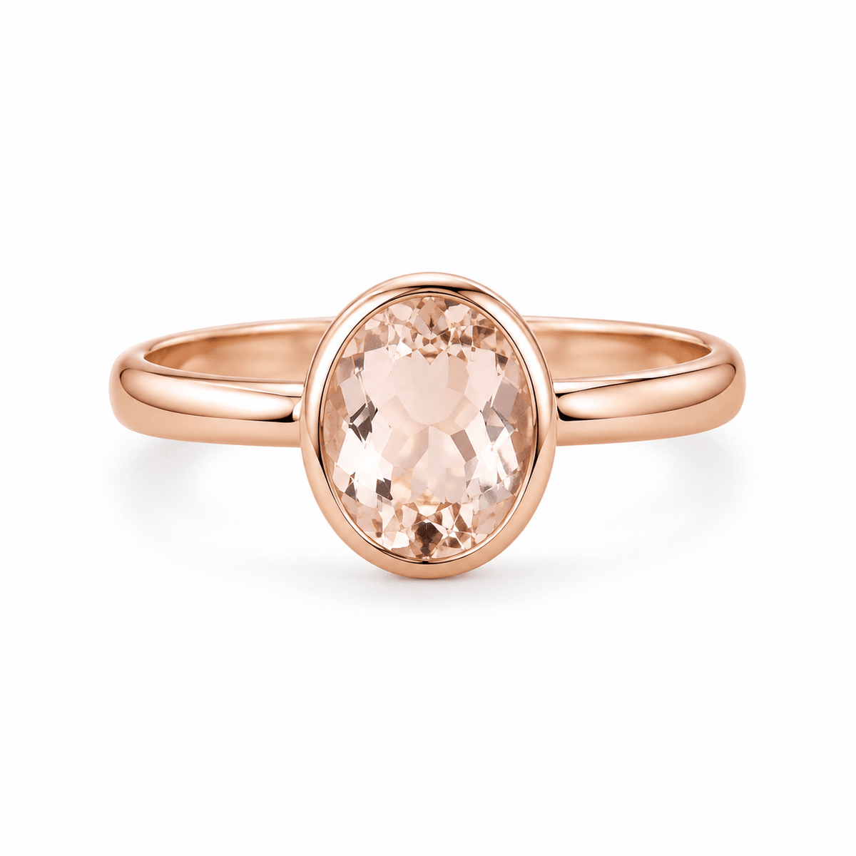 9ct Rose Gold Oval Morganite Ring - Aurum Jewels