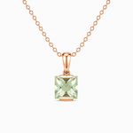 9ct Rose Gold Square Cut Green Amethyst Pendant - Aurum Jewels