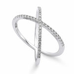 9ct White Gold Diamond Cross Ring - Aurum Jewels