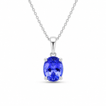 9ct White Gold Oval Cut Tanzanite Pendant - Aurum Jewels