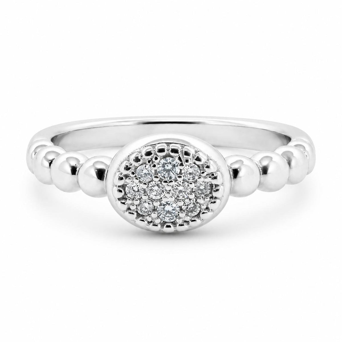 9ct White Petit Pave Diamond Dress Ring - Aurum Jewels