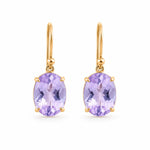 9ct Yellow Gold 10.5x8.5mm Oval Lavender Quartz Shepherds Earrings - Aurum Jewels