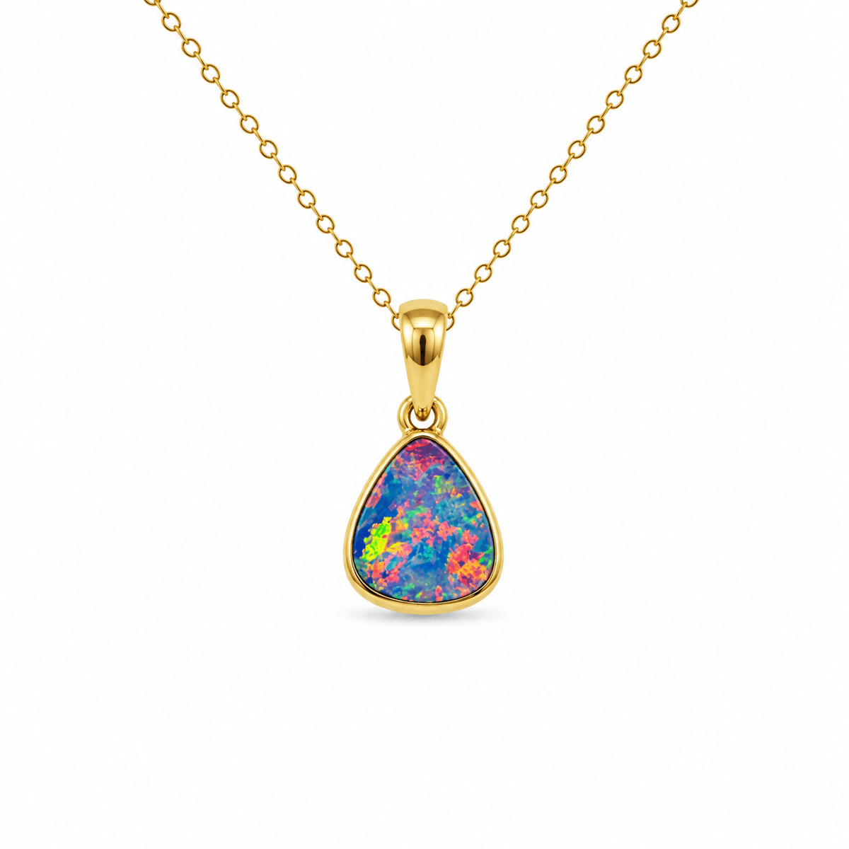 9ct Yellow Gold 10.6x8.4mm Triangular Opal Pendant - Aurum Jewels