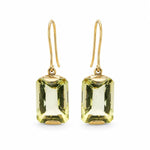9ct Yellow Gold 10x14mm Rectangular Lemon Quartz Shepherds Hook Earrings - Aurum Jewels