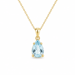 9ct Yellow Gold 10x7mm Pear Cut Aquamarine Pendant - Aurum Jewels