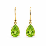 9ct Yellow Gold 10x7mm Pear Cut Peridot Shepherd Hook Earrings - Aurum Jewels