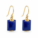 9ct Yellow Gold 10x8mm Rectangular Lapis Lazuli Shepherds Hook Earrings - Aurum Jewels