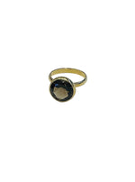 9ct Yellow Gold 11.5mm Round Smokey Quartz Ring - Aurum Jewels