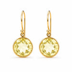 9ct Yellow Gold 11mm Round Lemon Quartz Shepherds Hook Earrings - Aurum Jewels