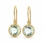 9ct Yellow Gold 12mm Round Green Amethyst Shepherds Hook Earrings - Aurum Jewels