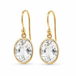 9ct Yellow Gold 12x10mm Oval White Topaz Shepherd Hook Earrings - Aurum Jewels