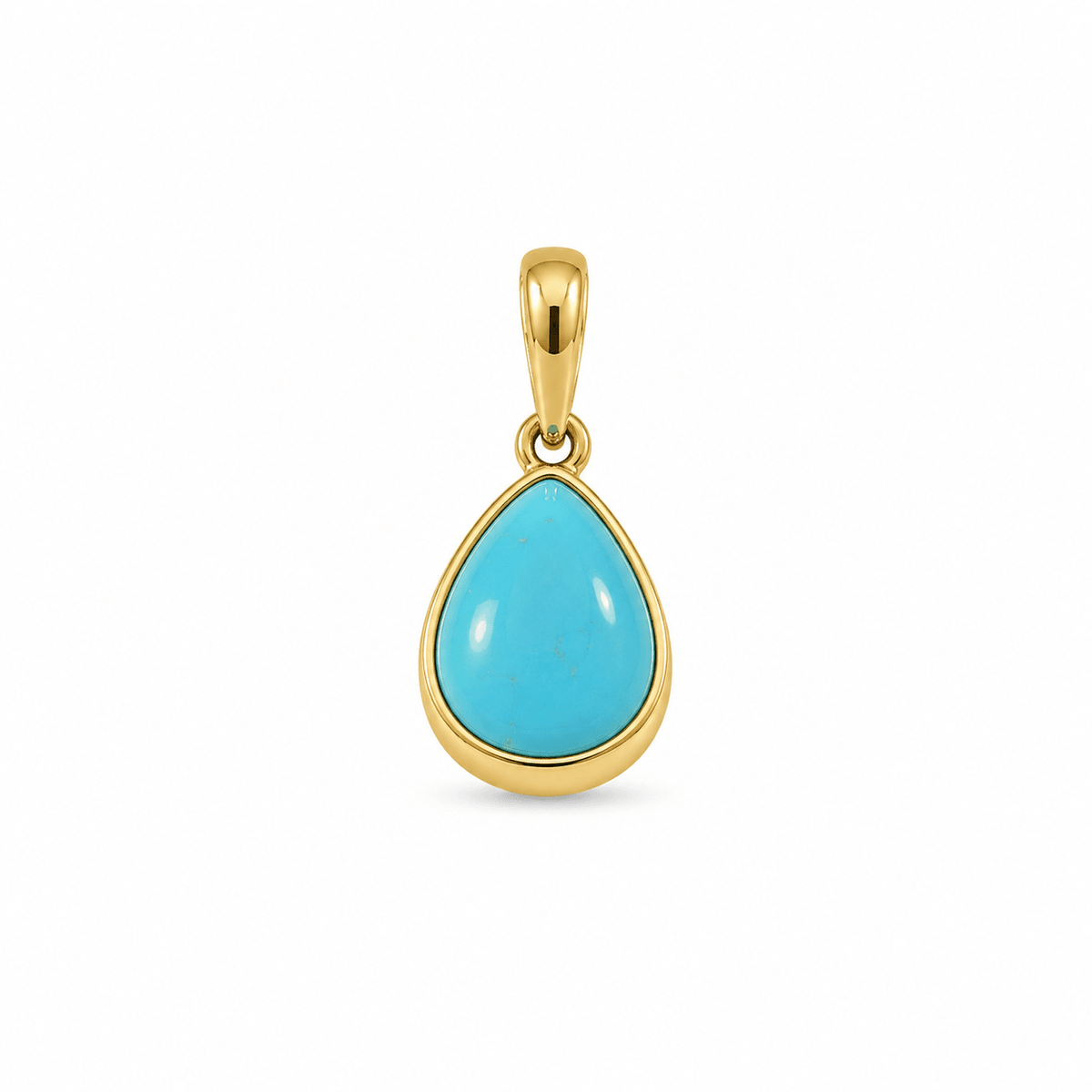9ct Yellow Gold 12x8.5mm Pear Turquoise Pendant - Aurum Jewels