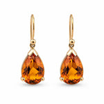 9ct Yellow Gold 12x9mm Pear Cut Citrine Shepherds Hook Earrings - Aurum Jewels