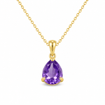 9ct Yellow Gold 13x11mm Pear Amethyst Pendant - Aurum Jewels