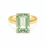 9ct Yellow Gold 14x10mm Rectangular Green Amethyst Ring - Aurum Jewels