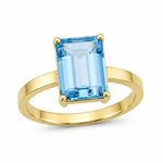 9ct Yellow Gold 14x12mm Rectangular Sky Blue Topaz Ring - Aurum Jewels