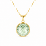 9ct Yellow Gold 15mm Round Green Amethyst Pendant - Aurum Jewels