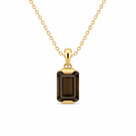9ct Yellow Gold 15x10mm Emerald Cut Smokey Quartz Pendant - Aurum Jewels