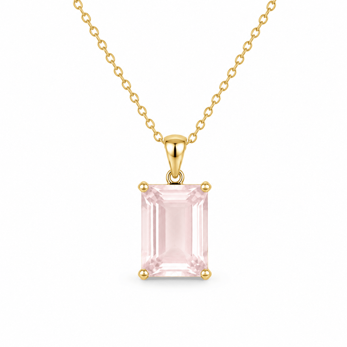9ct Yellow Gold 16x12mm Emerald Cut Rose Gold Pendants - Aurum Jewels