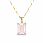 9ct Yellow Gold 16x12mm Emerald Cut Rose Gold Pendants - Aurum Jewels