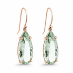 9ct Yellow Gold 16x8mm Green Amethyst Shepherds Hook Earrings - Aurum Jewels