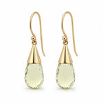 9ct Yellow Gold 20x8mm Briolette Cut Lemon Quartz Shepherds Hook Earrings - Aurum Jewels